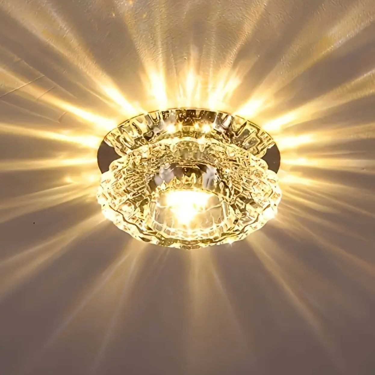 9in Mini plafonnier à pétales de cristal - avec un design semi-encastré et une fonction dimmable