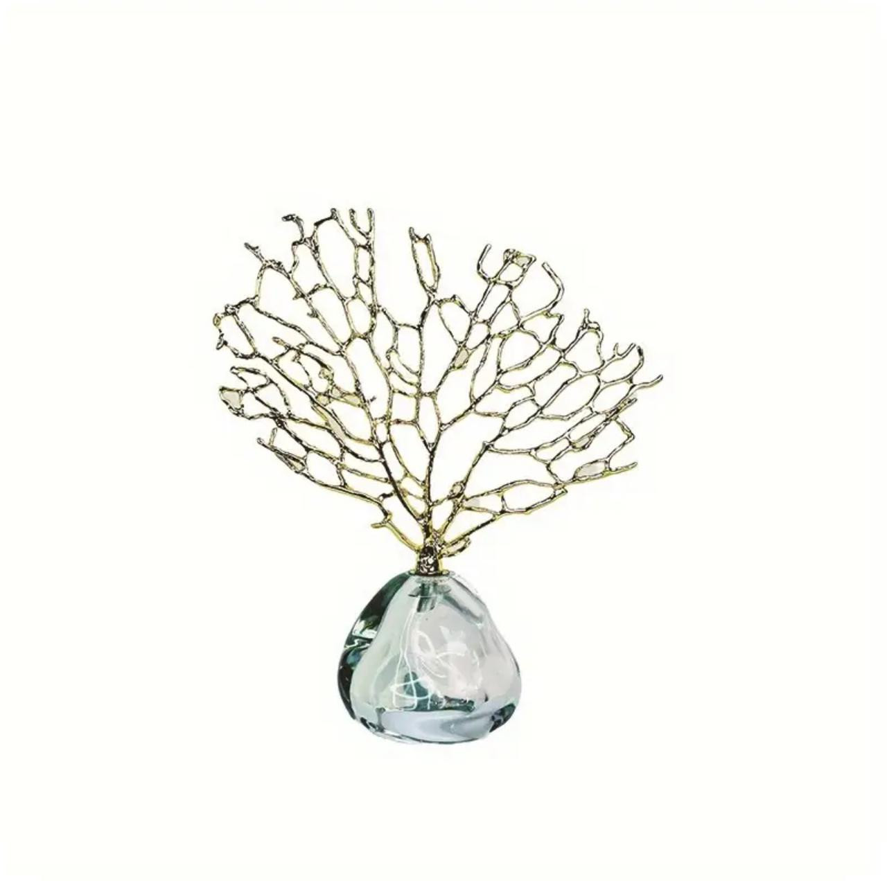 Ornement élégant d'arbre de richesse de corail doré avec base en cristal transparent - Image 3