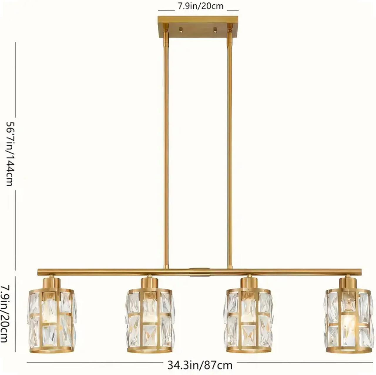 Lustre en cristal de ferme moderne, double plafond et suspension pendante dorée avec éclairage semi-encastré - Image 3