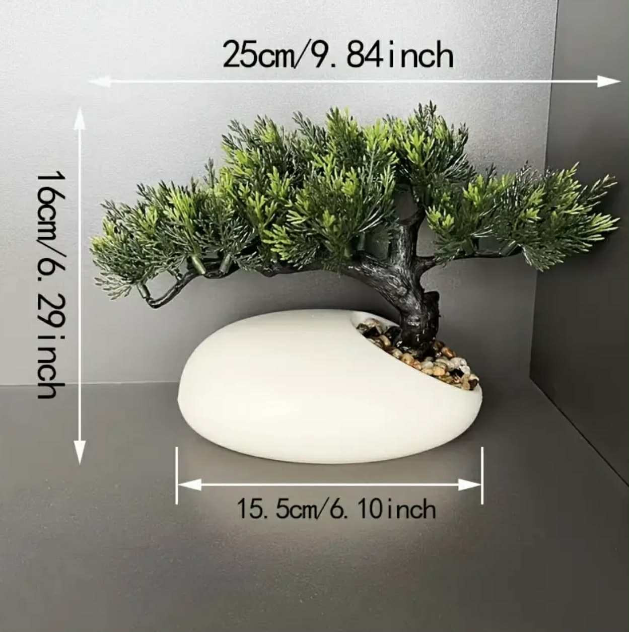 Arbre Topiaire Artificiel en Pin Fait Main avec Feuilles Vertes Luxuriantes & Branches Complexes - Plante Miniature Réaliste en Pot Blanc Élégant - Image 3