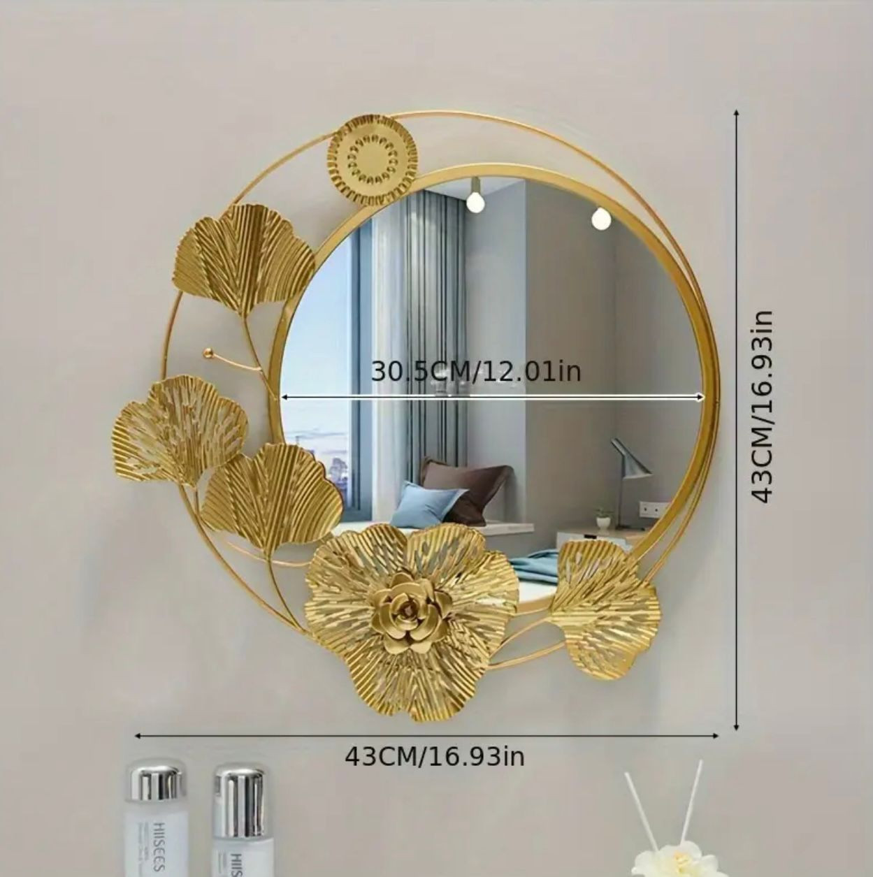Nouveau style européen style moderne personnalité or chambre à coucher salon porche mur tenture décoration miroir fond mur maison décoration douce - Image 8