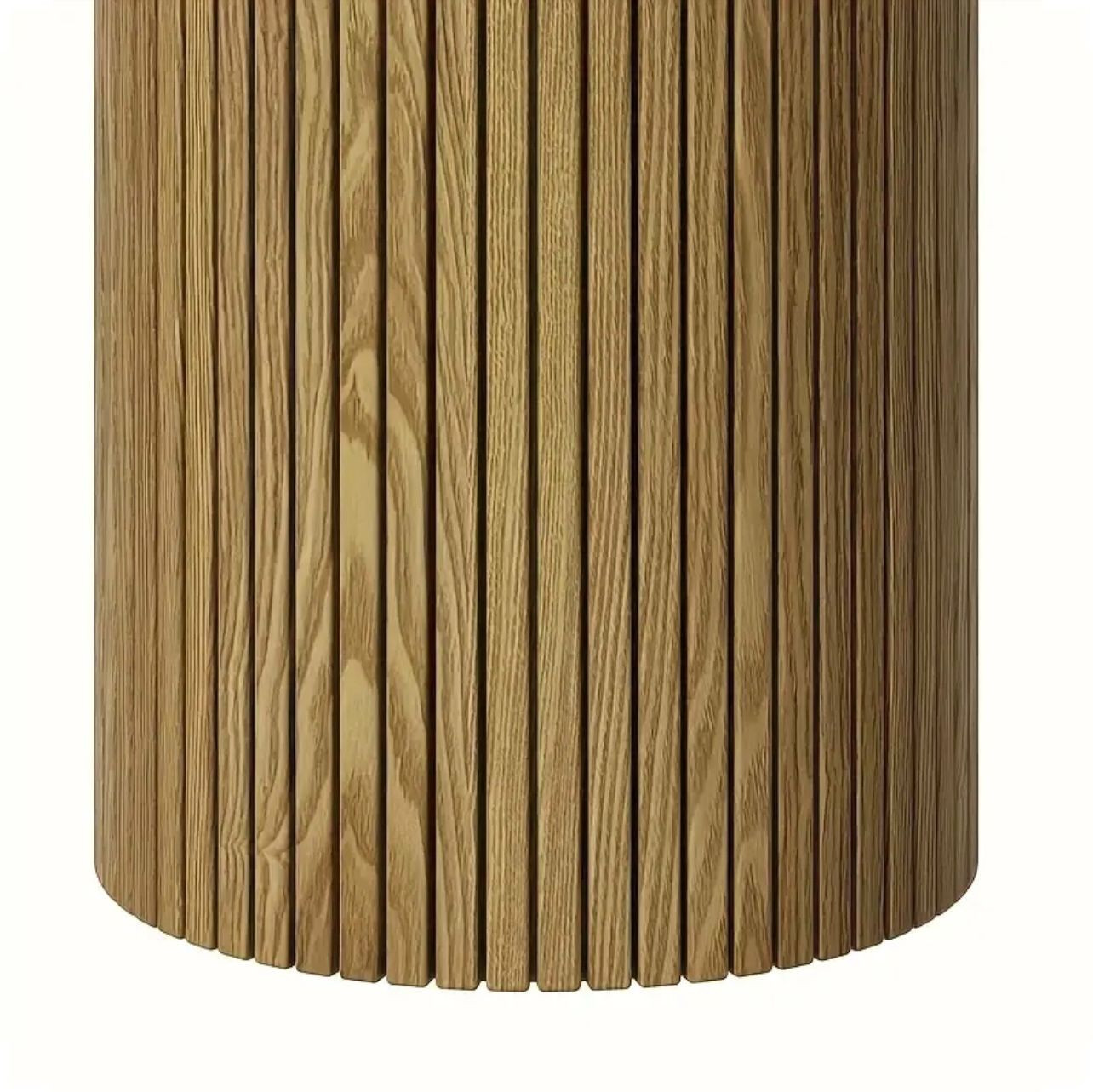1pc Table à bord concave ronde moderne avec placage de bois tendre et finition en bois naturel - Image 2