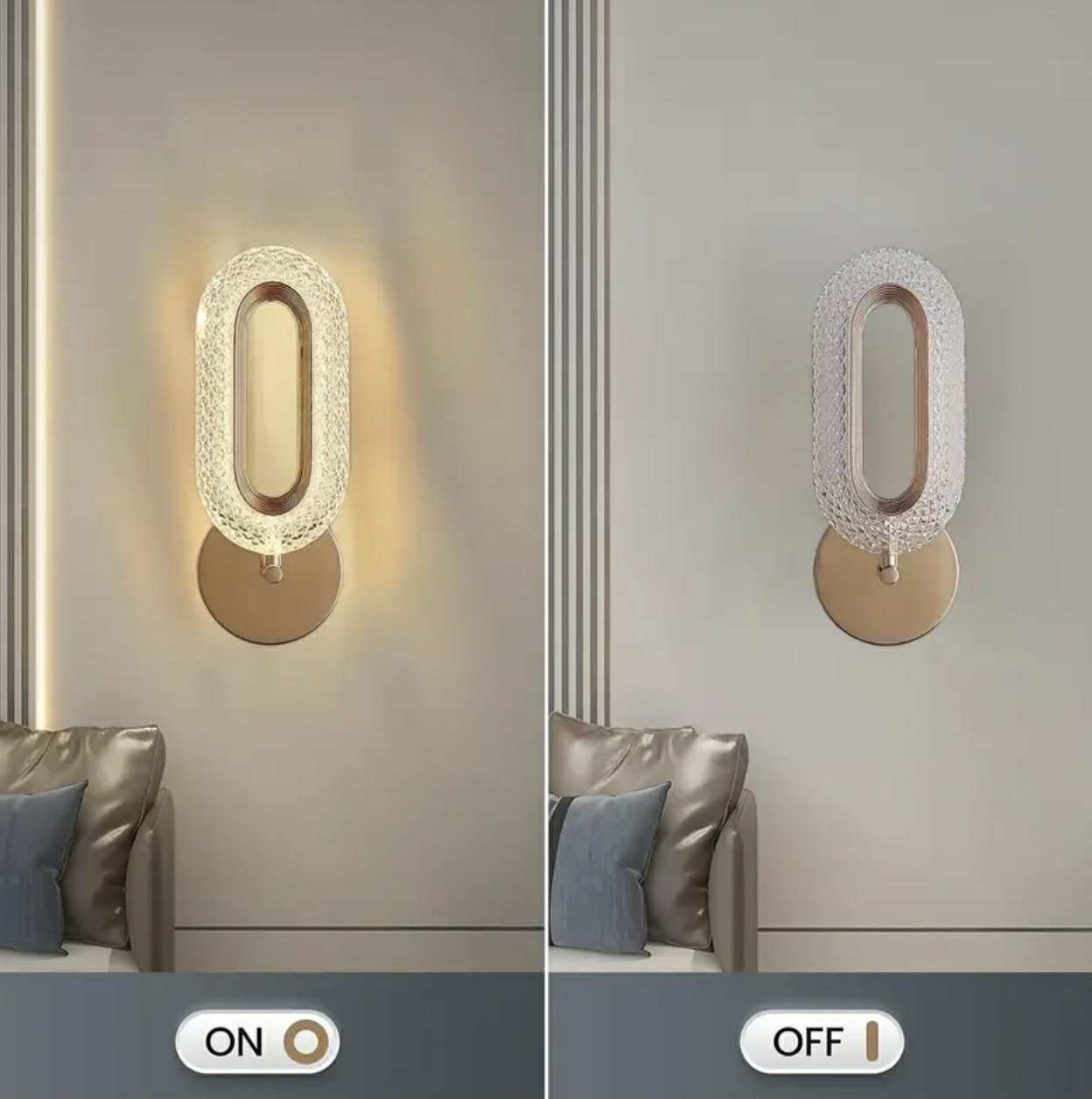 Applique murale LED de luxe nordique moderne - Lampe murale en métal doré avec luminosité réglable - Image 3