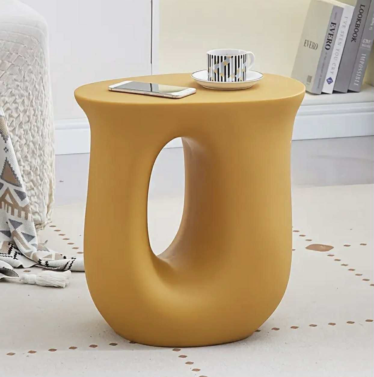 SPH Tabouret de salon crémeux Dopamine tabouret design en forme de U Petit appartement coin de rangement créatif - Image 2
