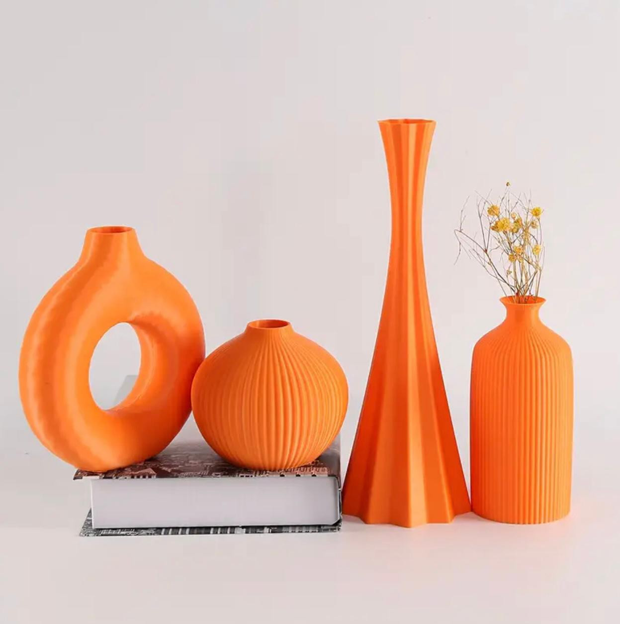 Ensemble de 4 vases mats de style bohème, design géométrique - Image 3