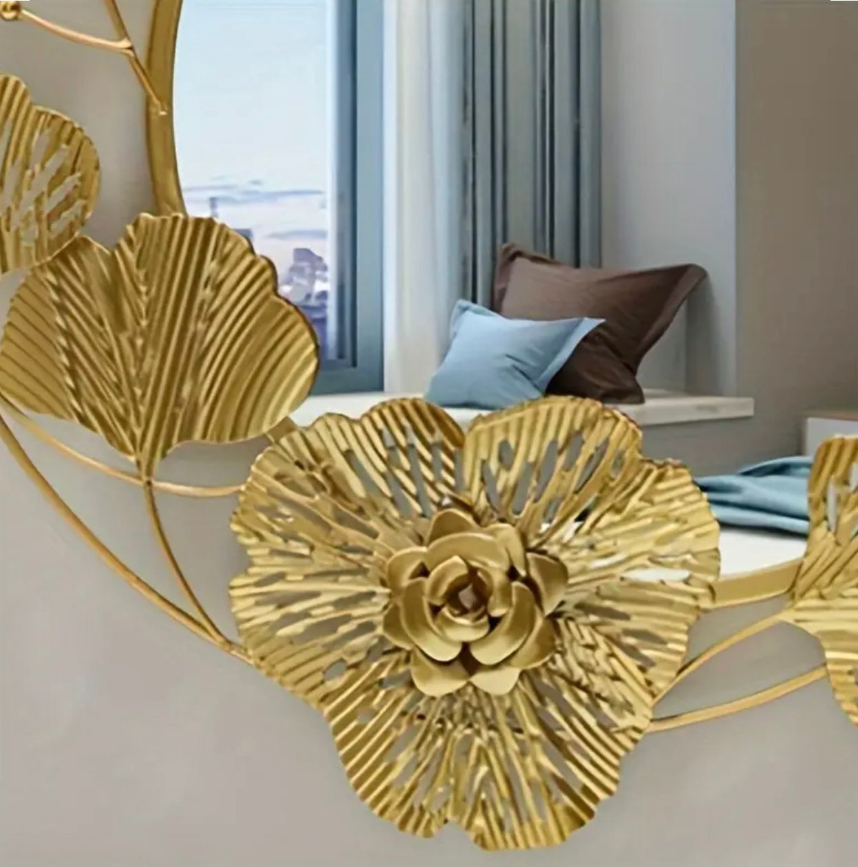 Nouveau style européen style moderne personnalité or chambre à coucher salon porche mur tenture décoration miroir fond mur maison décoration douce - Image 5