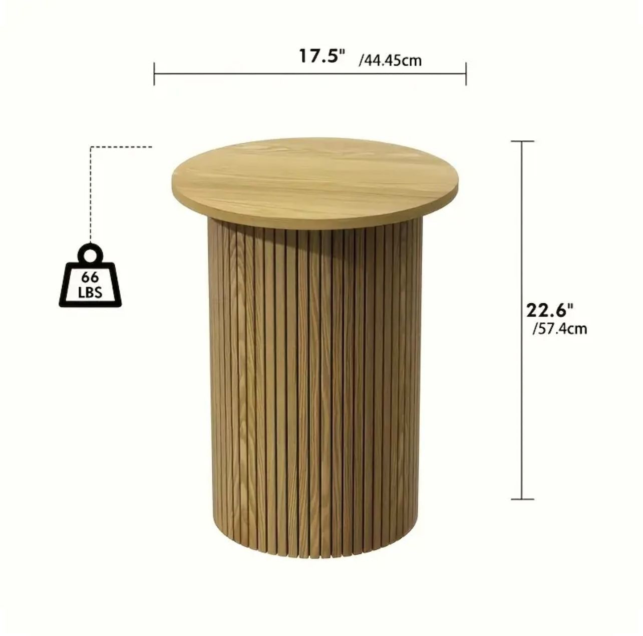 1pc Table à bord concave ronde moderne avec placage de bois tendre et finition en bois naturel - Image 3