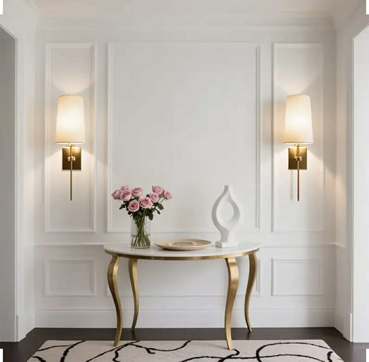2 lampes murales vintage modernes et élégantes avec des abat-jour en tissu blanc - Image 1