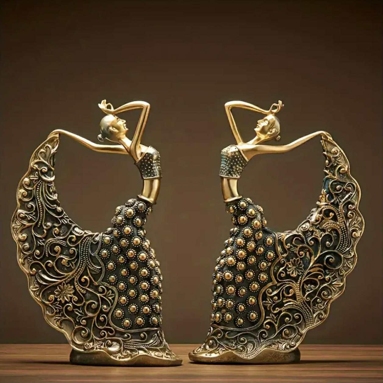 1pc Décor d'art de fille dansante de luxe moderne - Sculpture élégante en résine avec des accents dorés pour le salon, l'armoire à vin ou l'affichage de bureau - Image 3