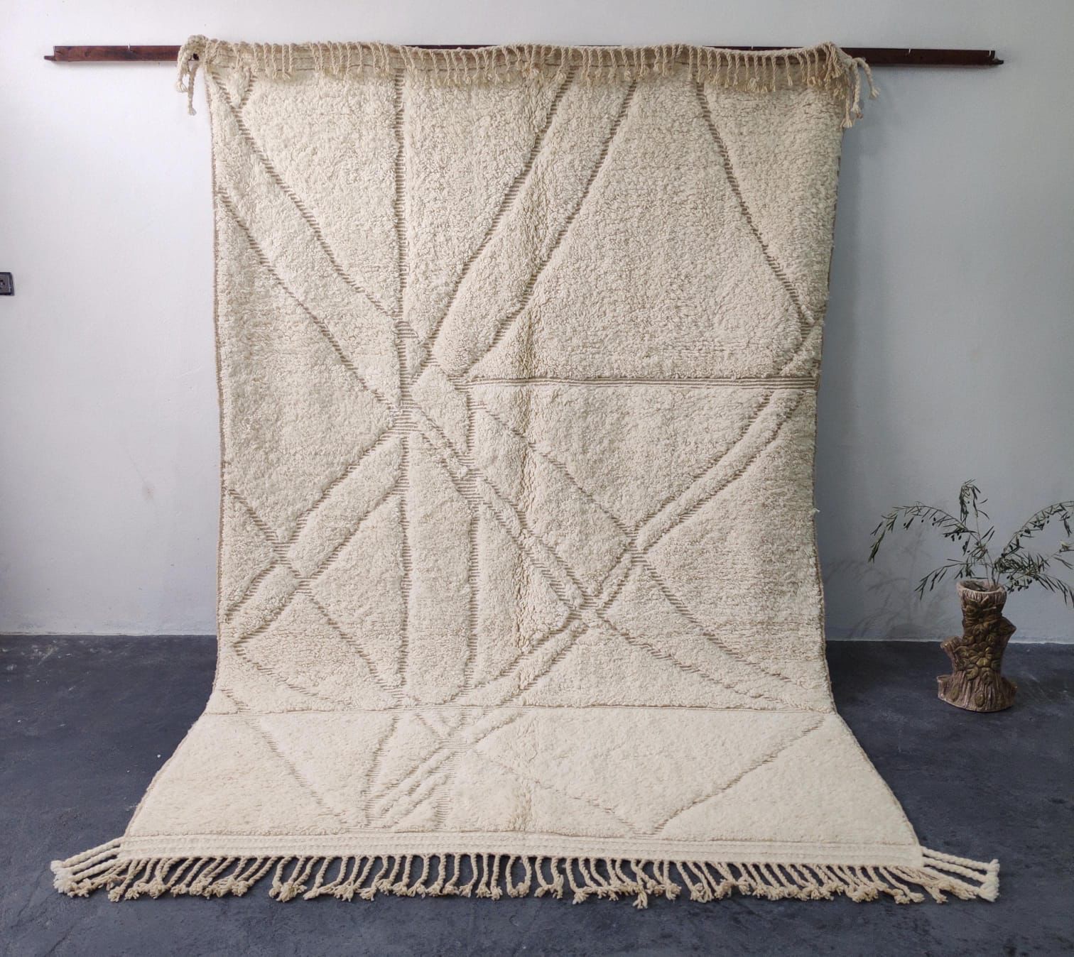 Tapis Beni Ouarain géométrique crème - Image 2