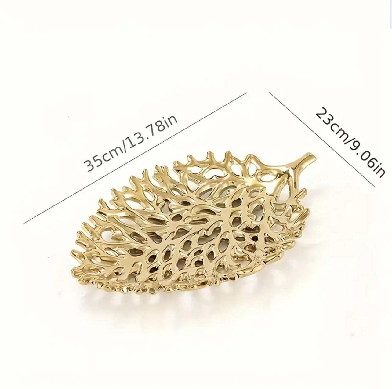 Plateau décoratif élégant à motif de feuilles jaune doré, 1 pièce - Décoration de table luxueuse - Image 3