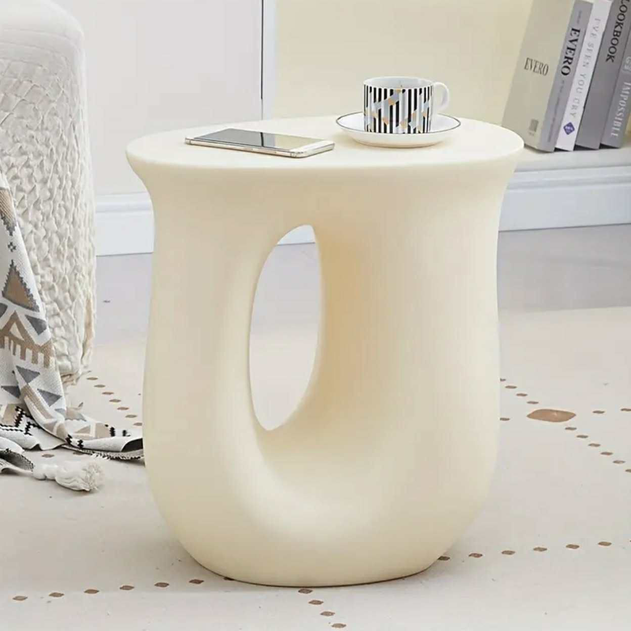 SPH Tabouret de salon crémeux Dopamine tabouret design en forme de U Petit appartement coin de rangement créatif