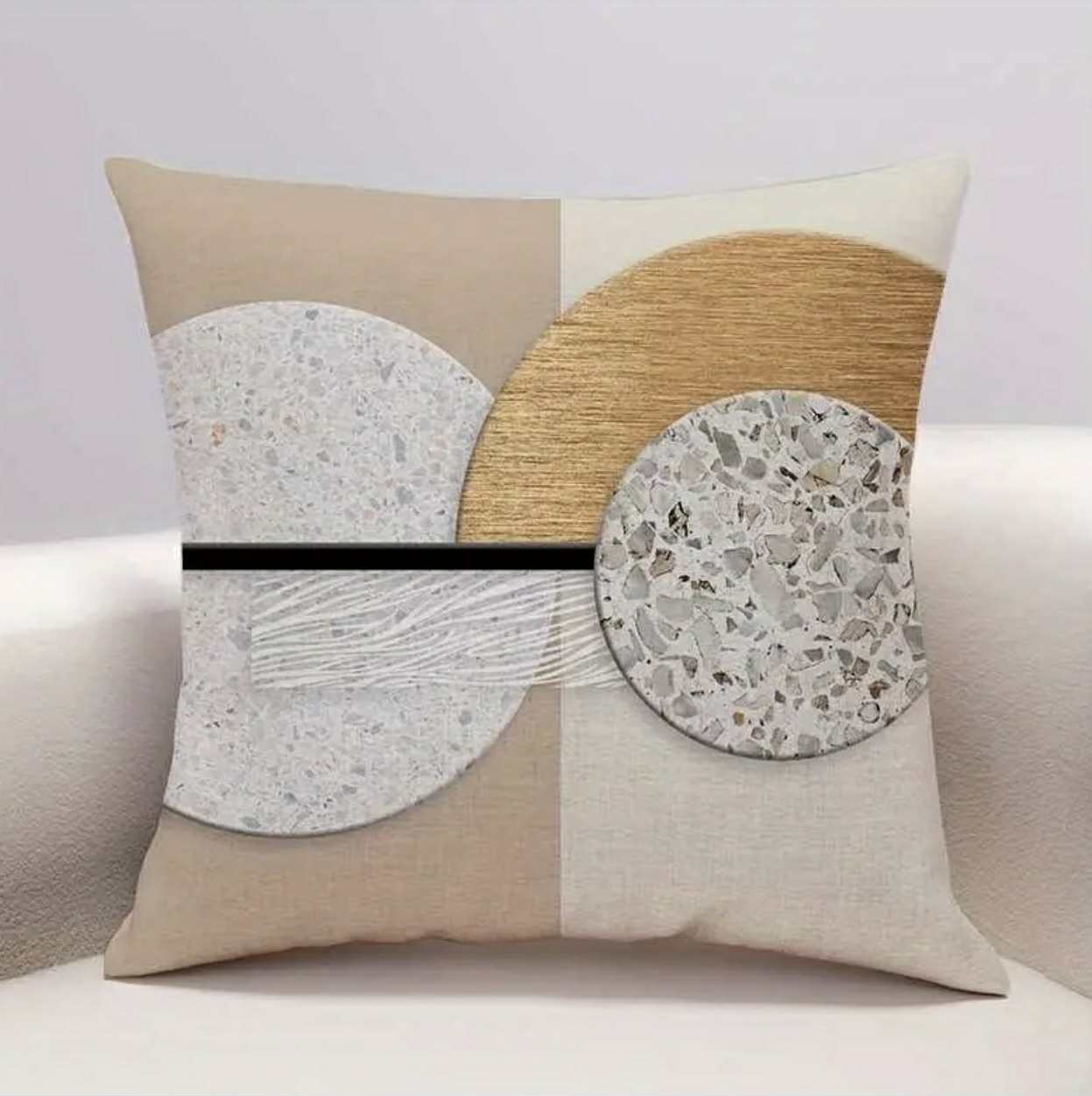 Ensemble de quatre oreillers minimalistes modernes présente des motifs terreux - Image 2