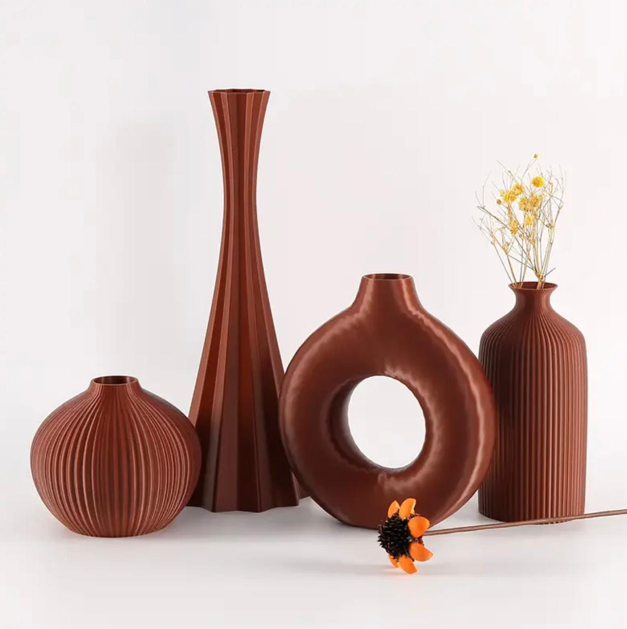 Ensemble de 4 vases mats de style bohème, design géométrique - Image 2