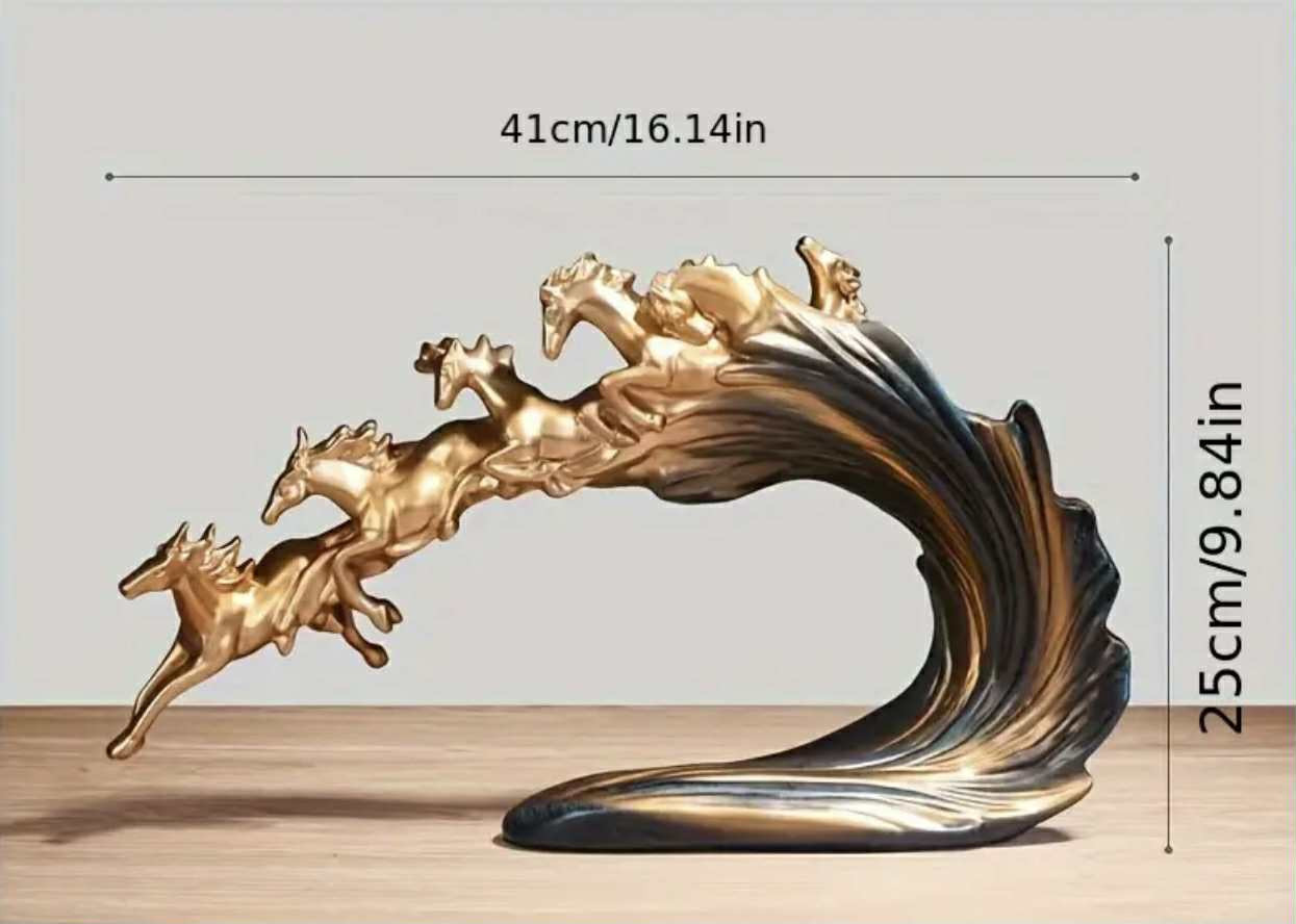 1 sculpture de cheval en résine, luxueuse figurine de cheval au galop - Image 3