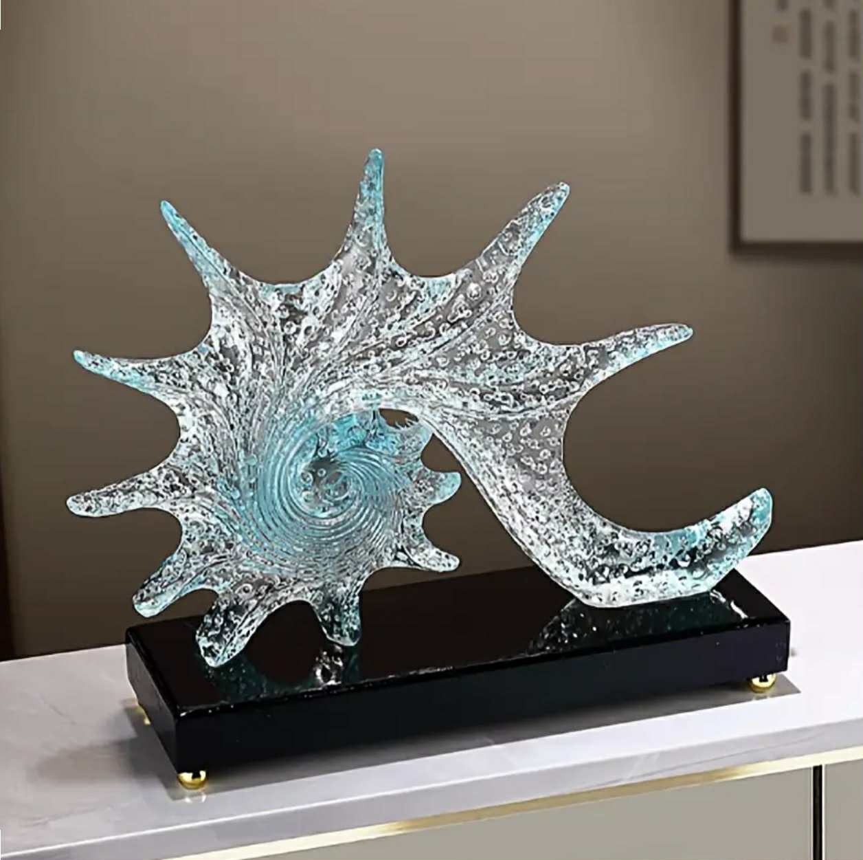 1 décoration élégante en résine en forme d'étoile de mer bleu/bleu sarcelle - Pièce d'art luxueuse pour la maison et le bureau, décoration polyvalente pour l'intérieur et l'extérieur - Image 2