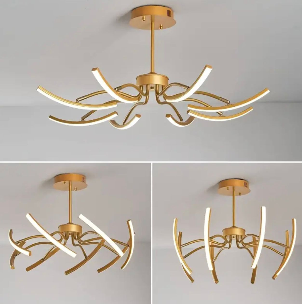 Lustre de plafond moderne multidirectionnel rotatif à 360°, suspension à 8 têtes avec trois options de changement de couleur - Image 2