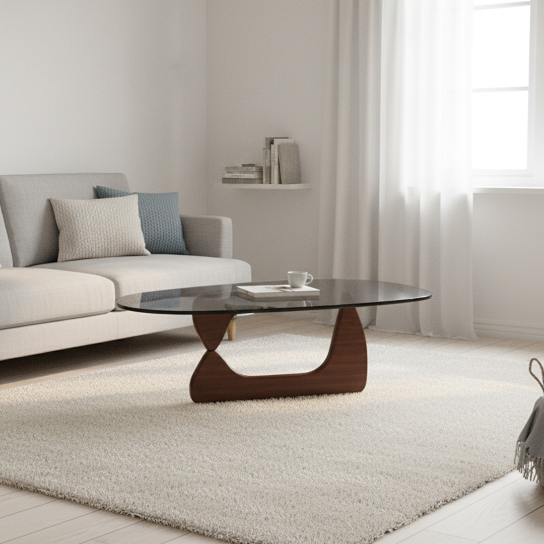 Table basse triangulaire en verre