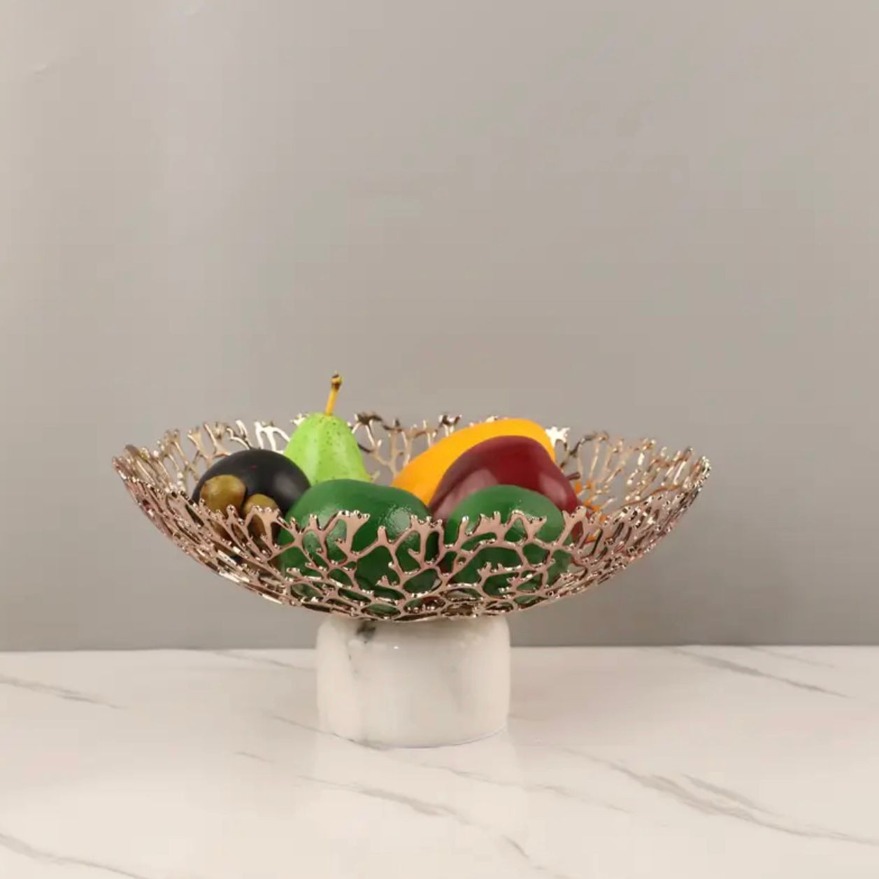 1pc Bol à fruits en marbre élégant, assiette de collation de luxe simple et moderne pour la décoration de la maison du salon, matériau en marbre sans danger pour les aliments - Image 2