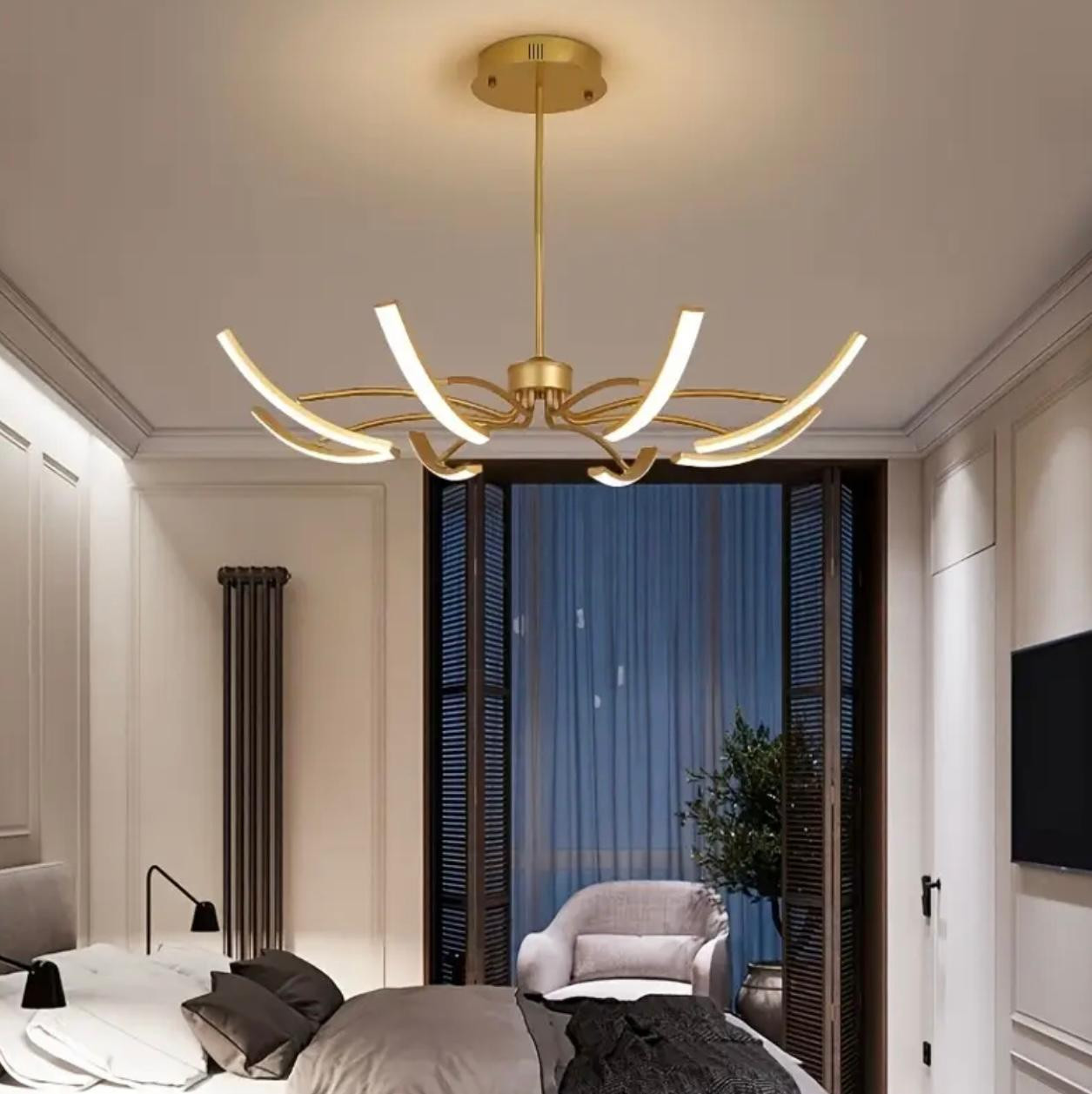 Lustre de plafond moderne multidirectionnel rotatif à 360°, suspension à 8 têtes avec trois options de changement de couleur - Image 3