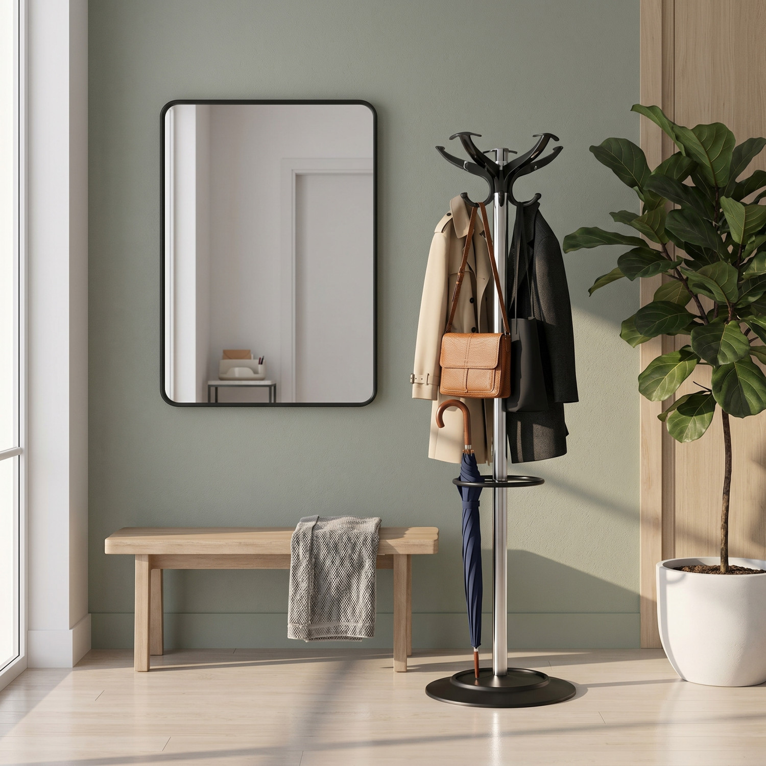 Porte-Manteau sur Pied Élégant — Stand Manteau Contemporain