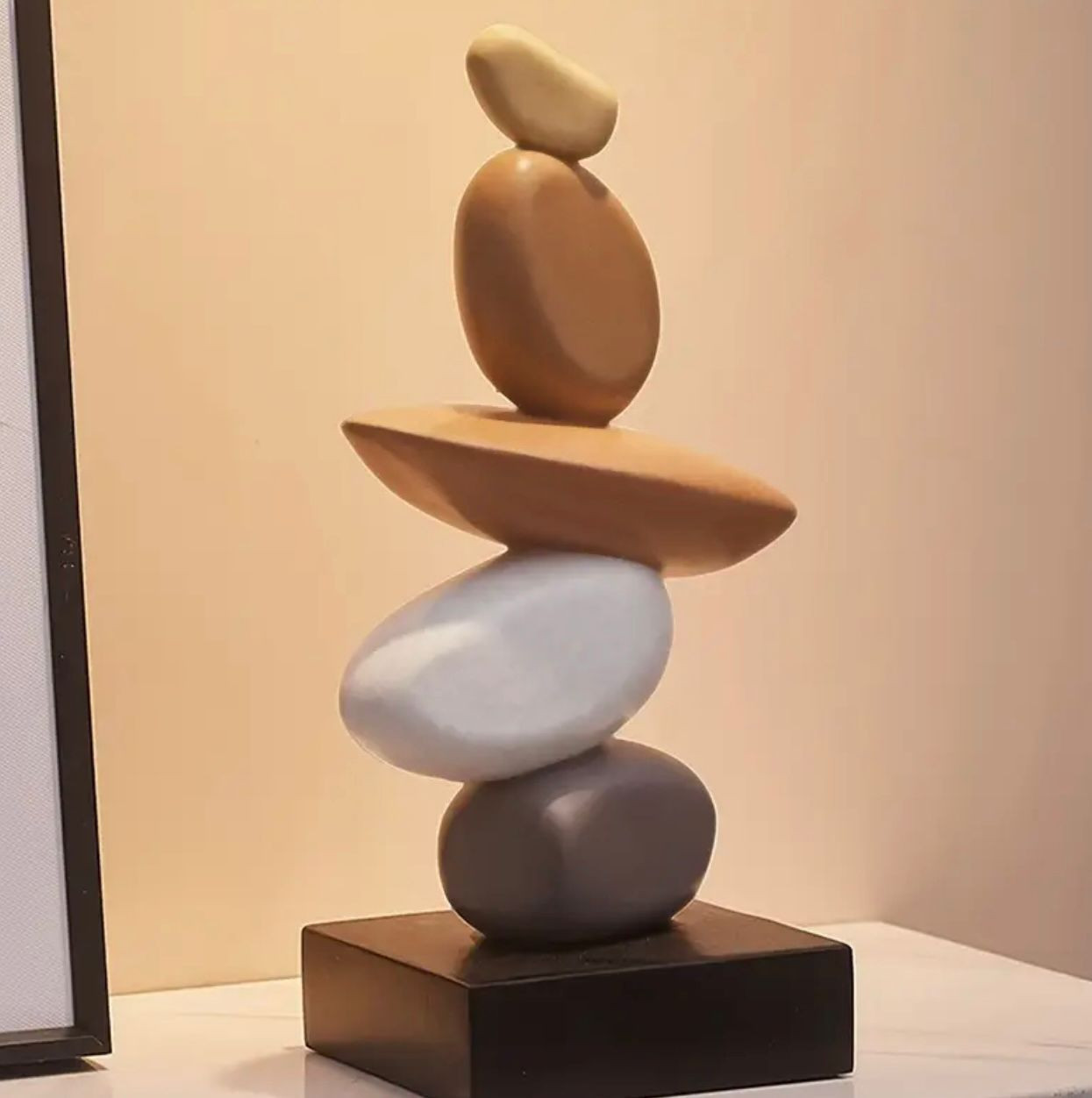 1 pièce statue en pierre empilable Zen de 5,5 pouces, représentant des ornements de bonne chance - Image 1