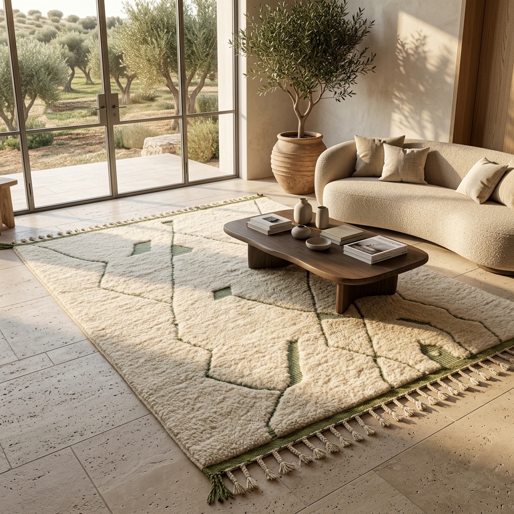 Tapis Berbère Vert Sauge Minimaliste