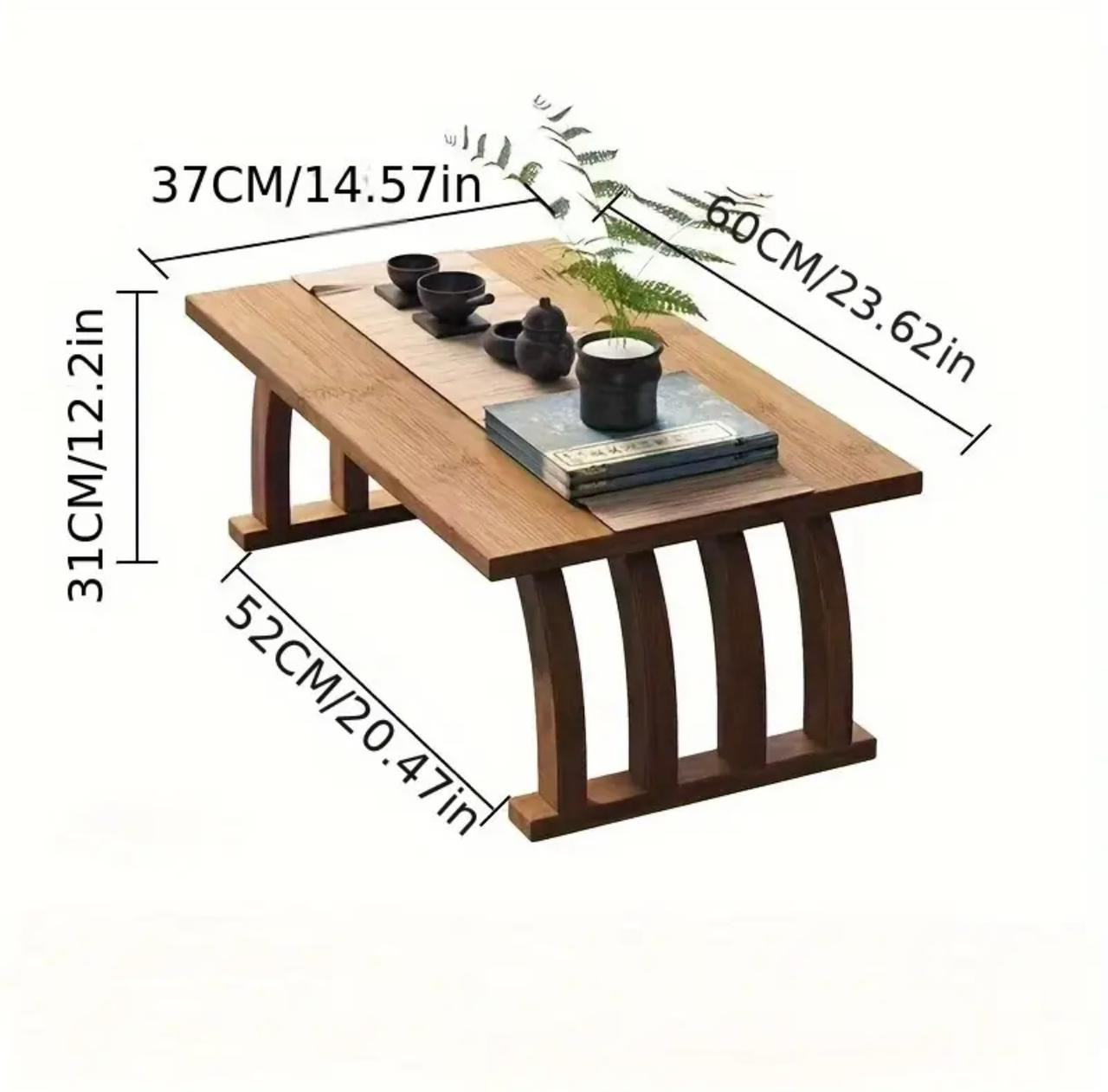 Table basse multifonctionnelle de style japonais 1pc - Pieds de pont en arc rétro - Image 3