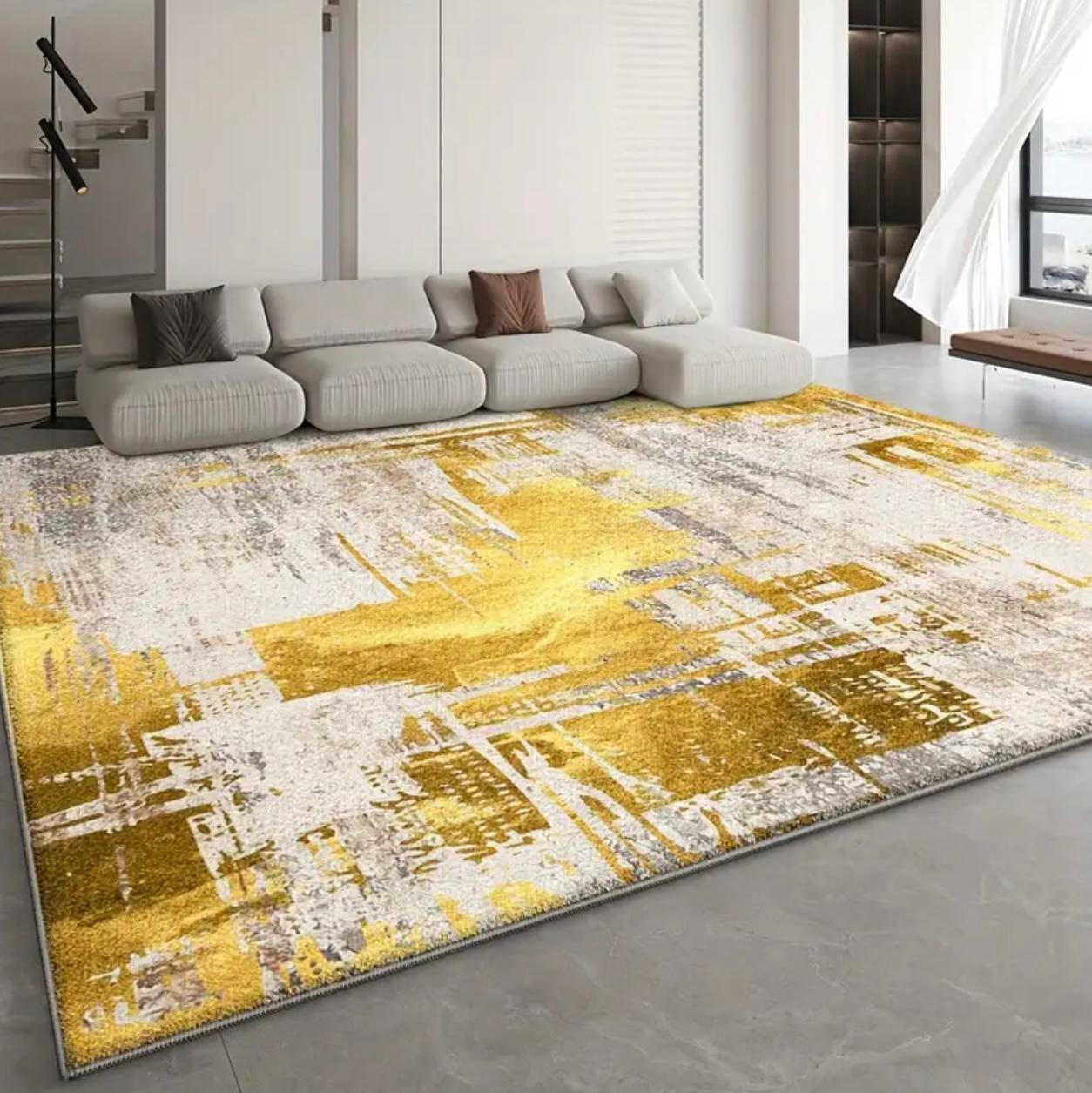 Tapis géométrique moderne - Tapis en polyester léger antidérapant - Image 2