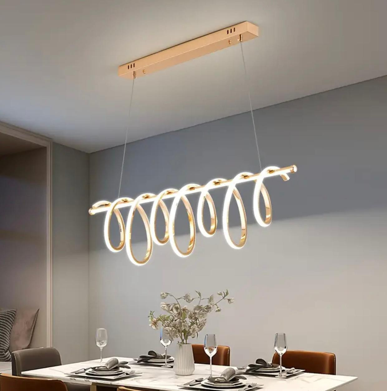 Suspension LED réglable à trois couleurs de luxe moderne - Conception élégante de barre en aluminium - Eclairage contemporain - Image 2