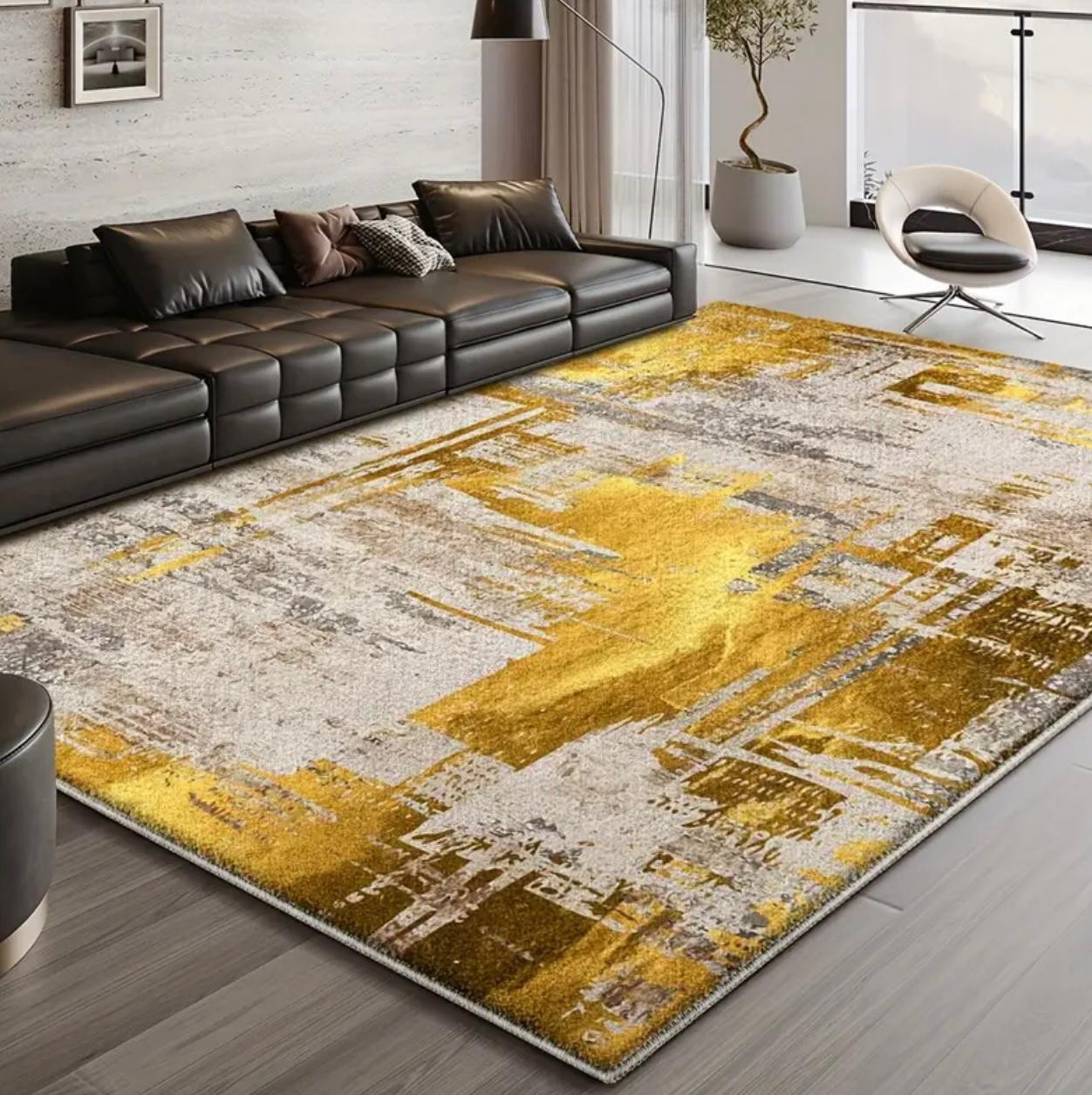 Tapis géométrique moderne - Tapis en polyester léger antidérapant - Image 3