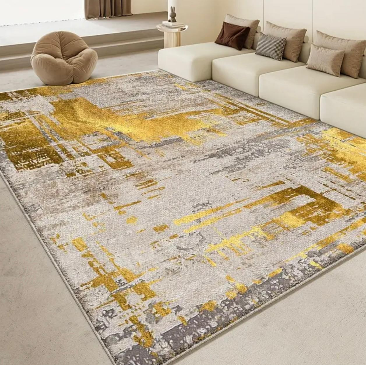 Tapis géométrique moderne - Tapis en polyester léger antidérapant - Image 1