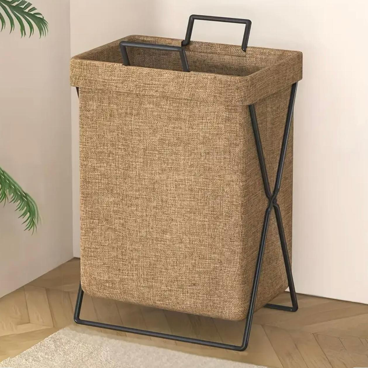 Panier de rangement pliable robuste avec cadre en métal robuste - Image 1