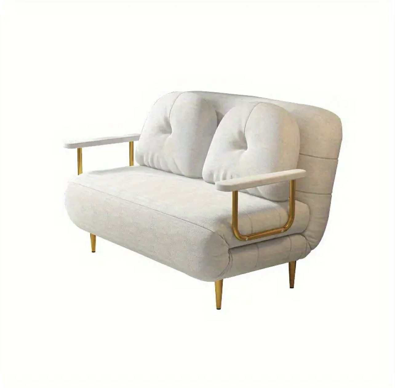 Canapé-lit pliable avec 2 lits pour toutes les chambres, salon simple balcon salon paresseux Queen Size Lit télescopique en nuage crème - Image 3