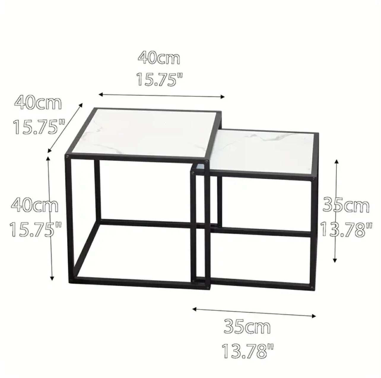 Elégant ensemble de deux tables basses carrées avec supports en métal - Image 3