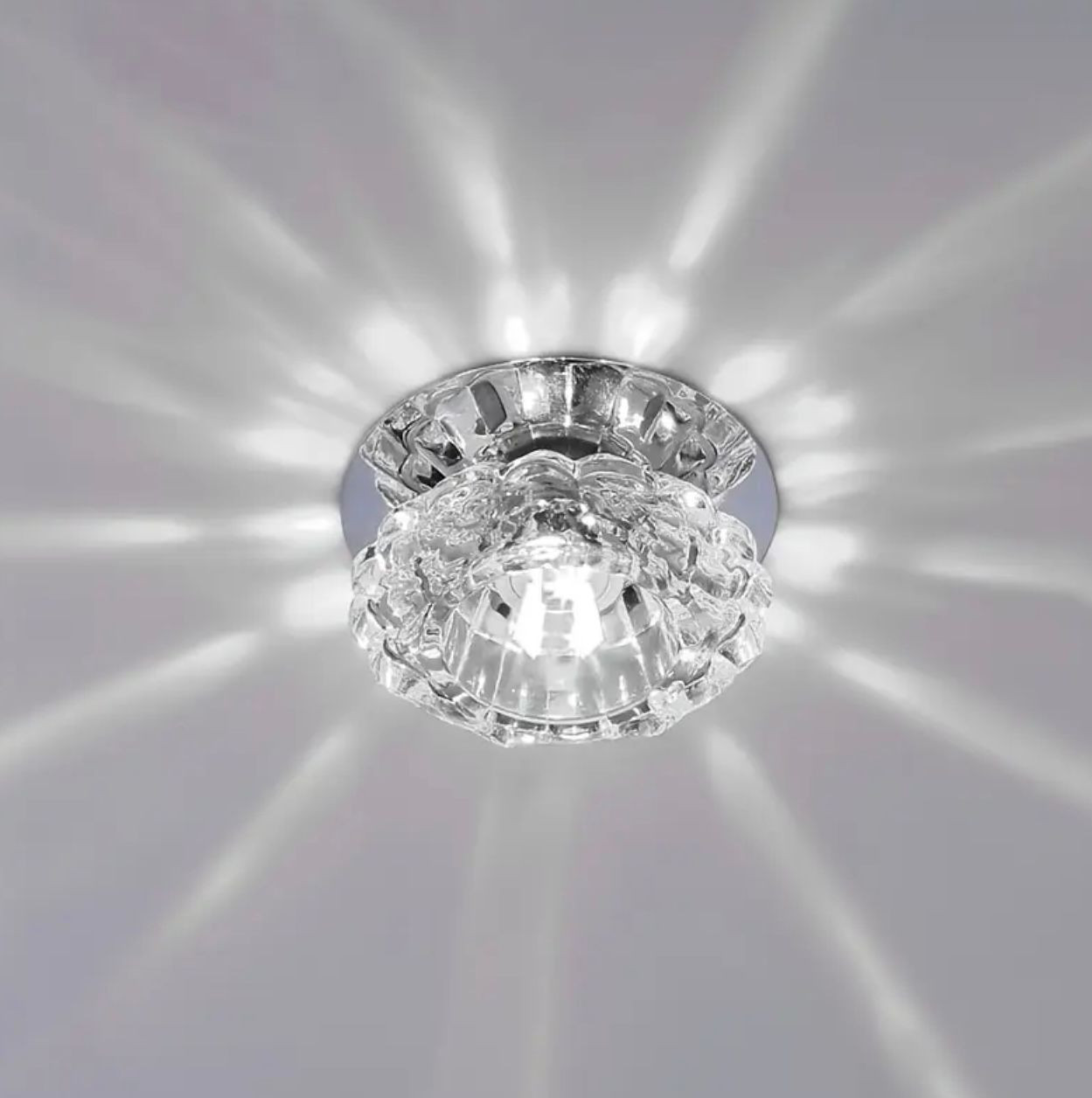 9in Mini plafonnier à pétales de cristal - avec un design semi-encastré et une fonction dimmable - Image 2