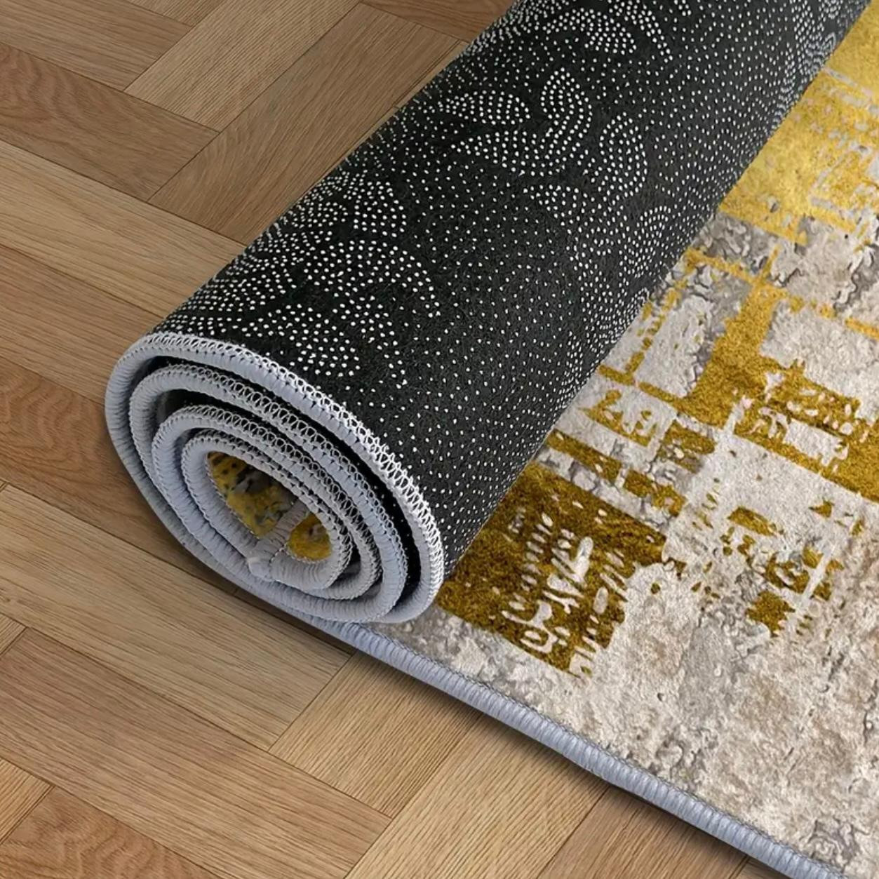Tapis géométrique moderne - Tapis en polyester léger antidérapant - Image 4