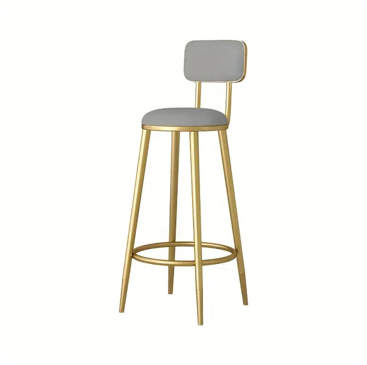 1pc Élégant tabouret de bar en métal doré avec siège rembourré - Image 3