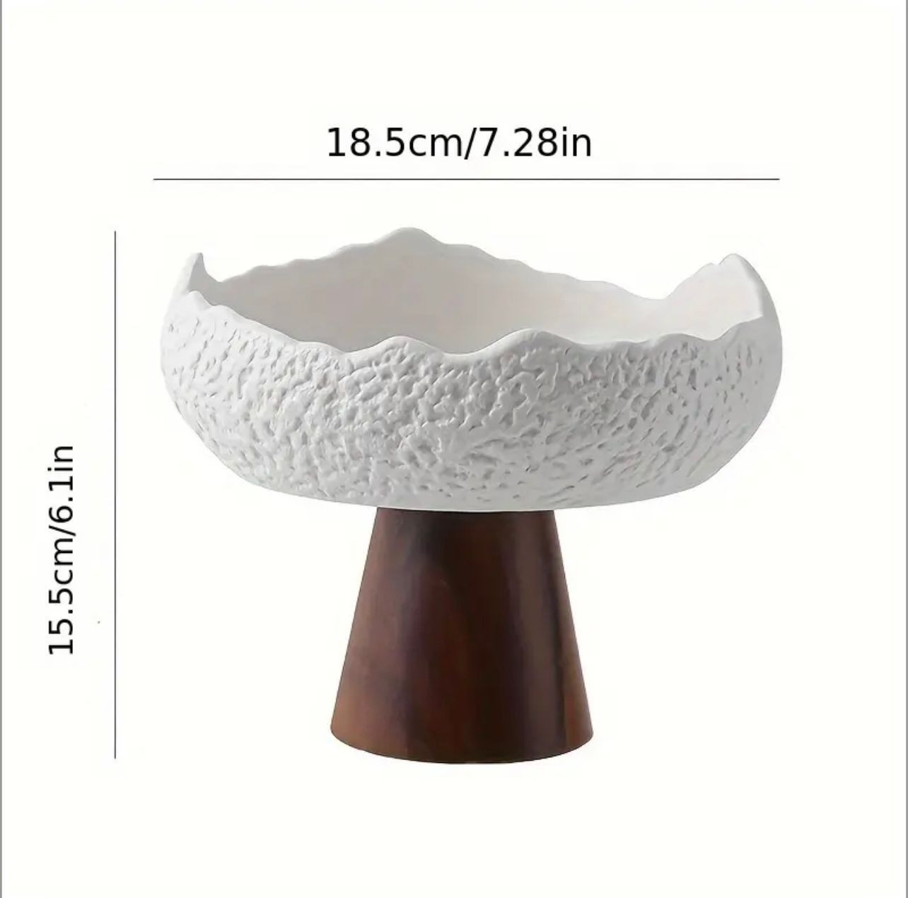 1pc grand bol à gâteau et à salade avec base en bois - Image 4