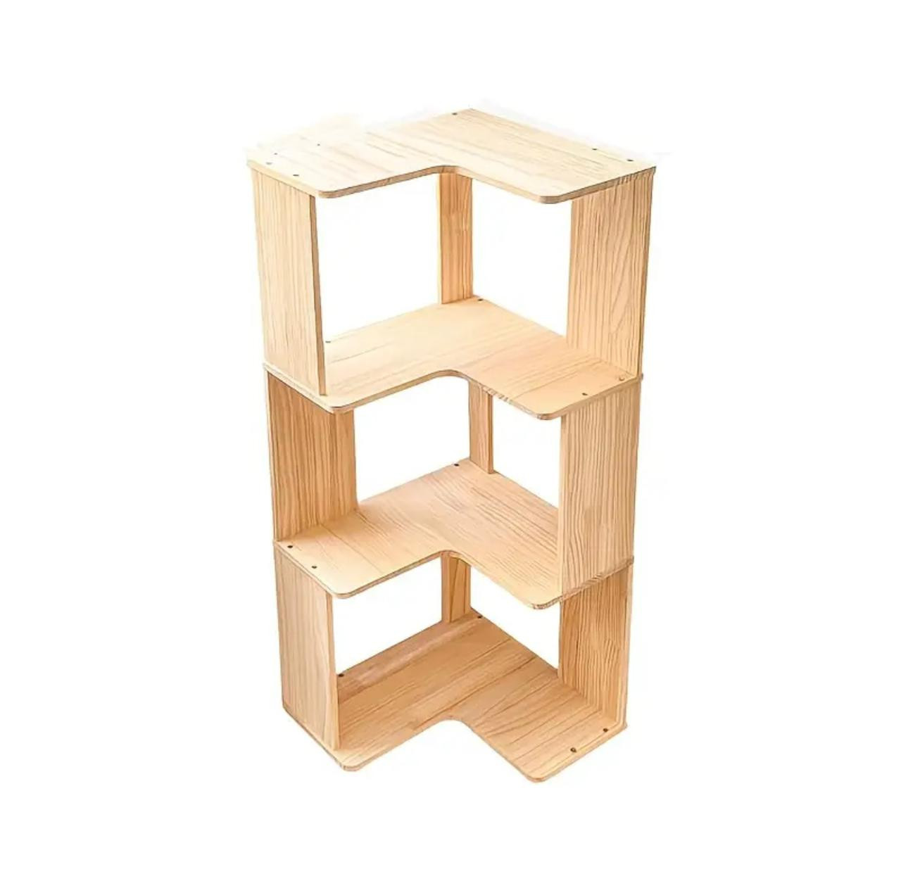 Étagère d'angle en bois massif avec design incliné - Image 3