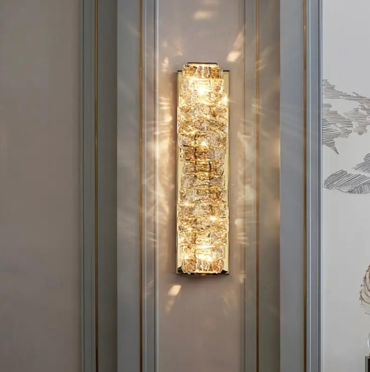 Applique murale de luxe en cristal doré/argenté à lumière moderne avec gradation LED à trois couleurs - Image 2