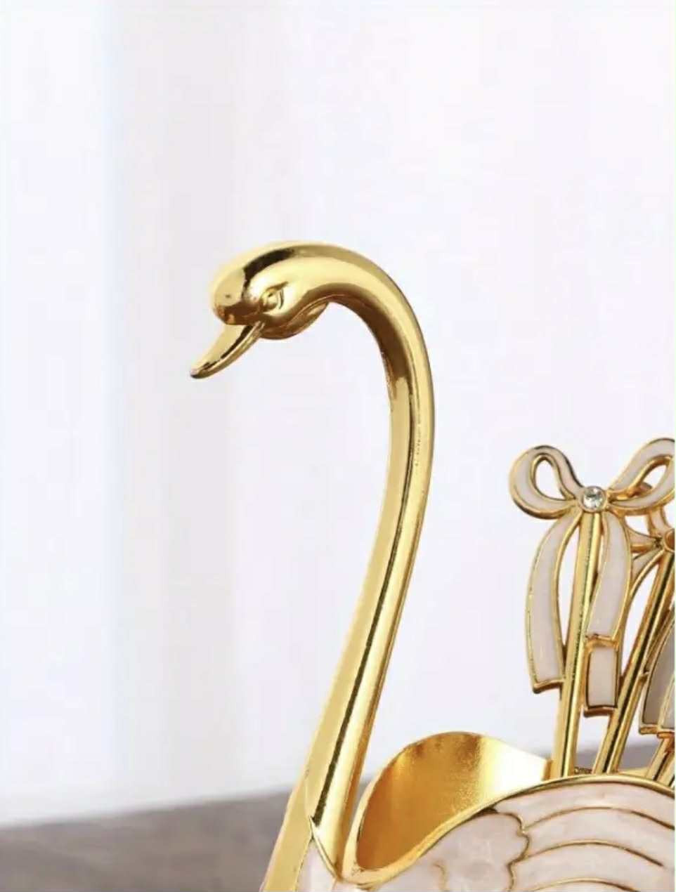 Ensemble de 6 cuillères à nœud et 1 support en forme de cygne  ustensiles de cuisine modernes - Image 4