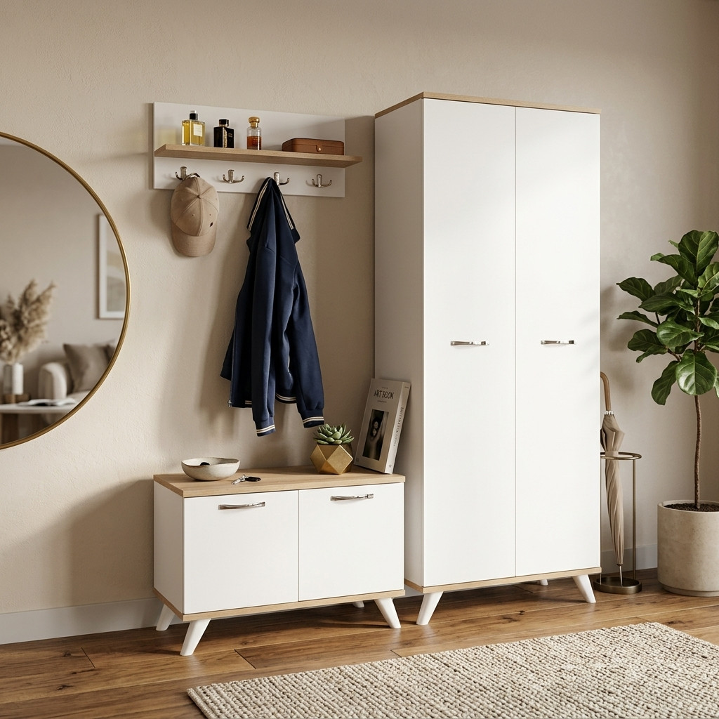 Ensemble d’Entrée Scandinave Blanc & Bois
