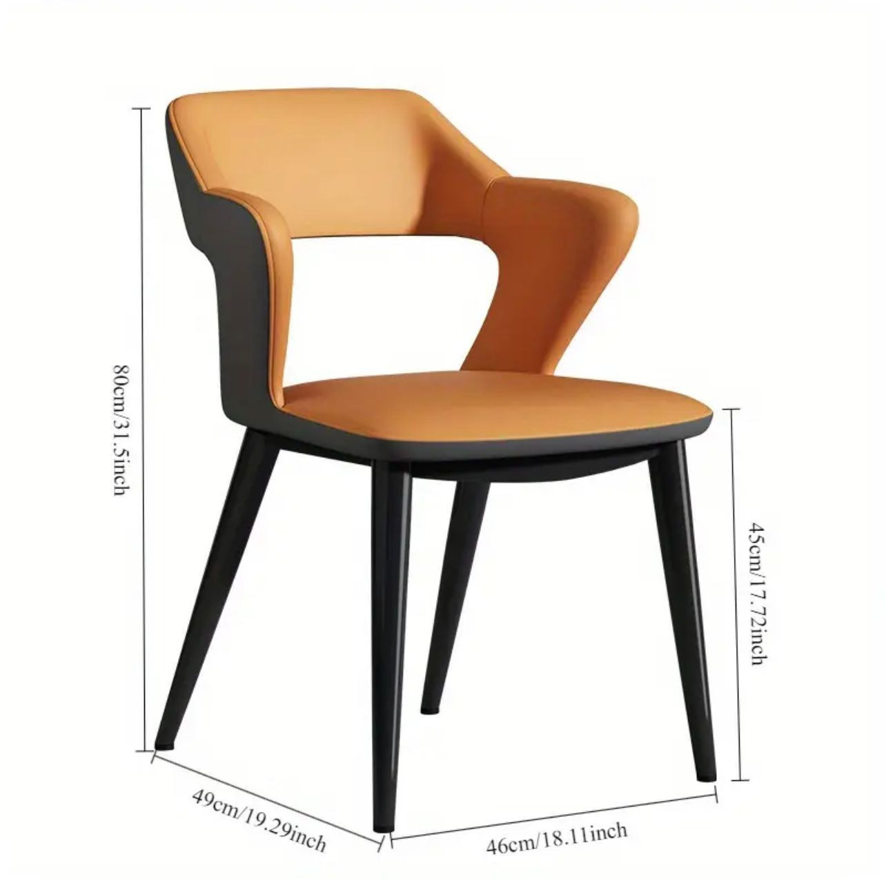 1pc Chaise de salle à manger en cuir d'inspiration française avec coussin en éponge - Image 1