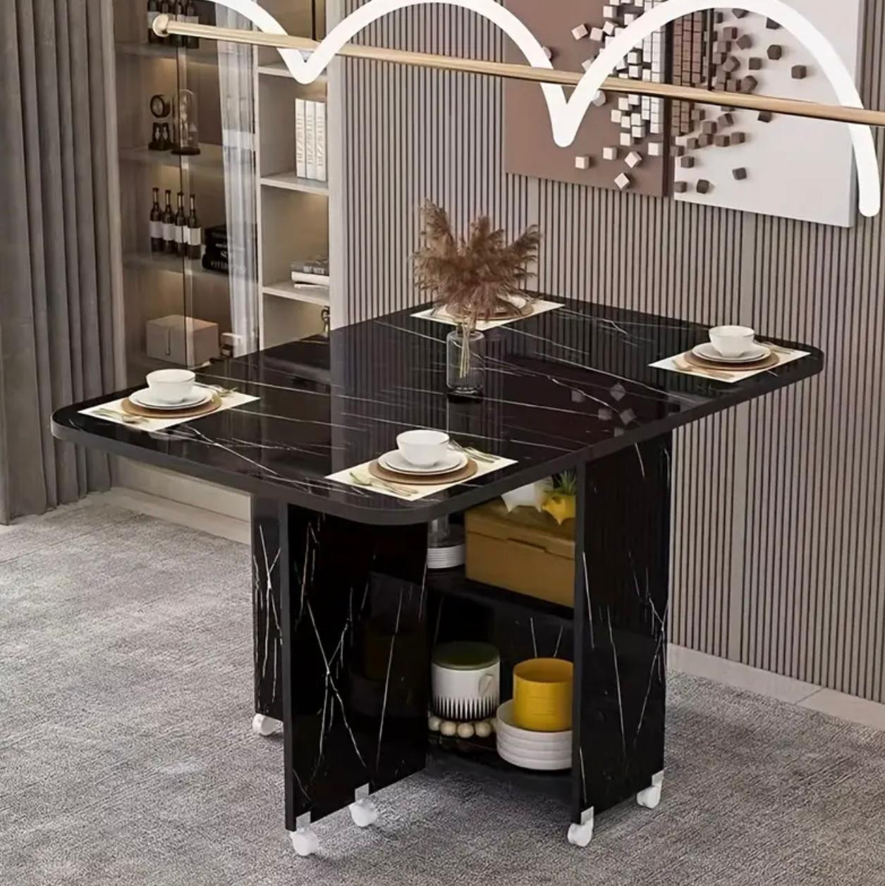 1pc 100cm x 50cm x 77cm Table à manger pliante carrée et bureau de bureau mobile