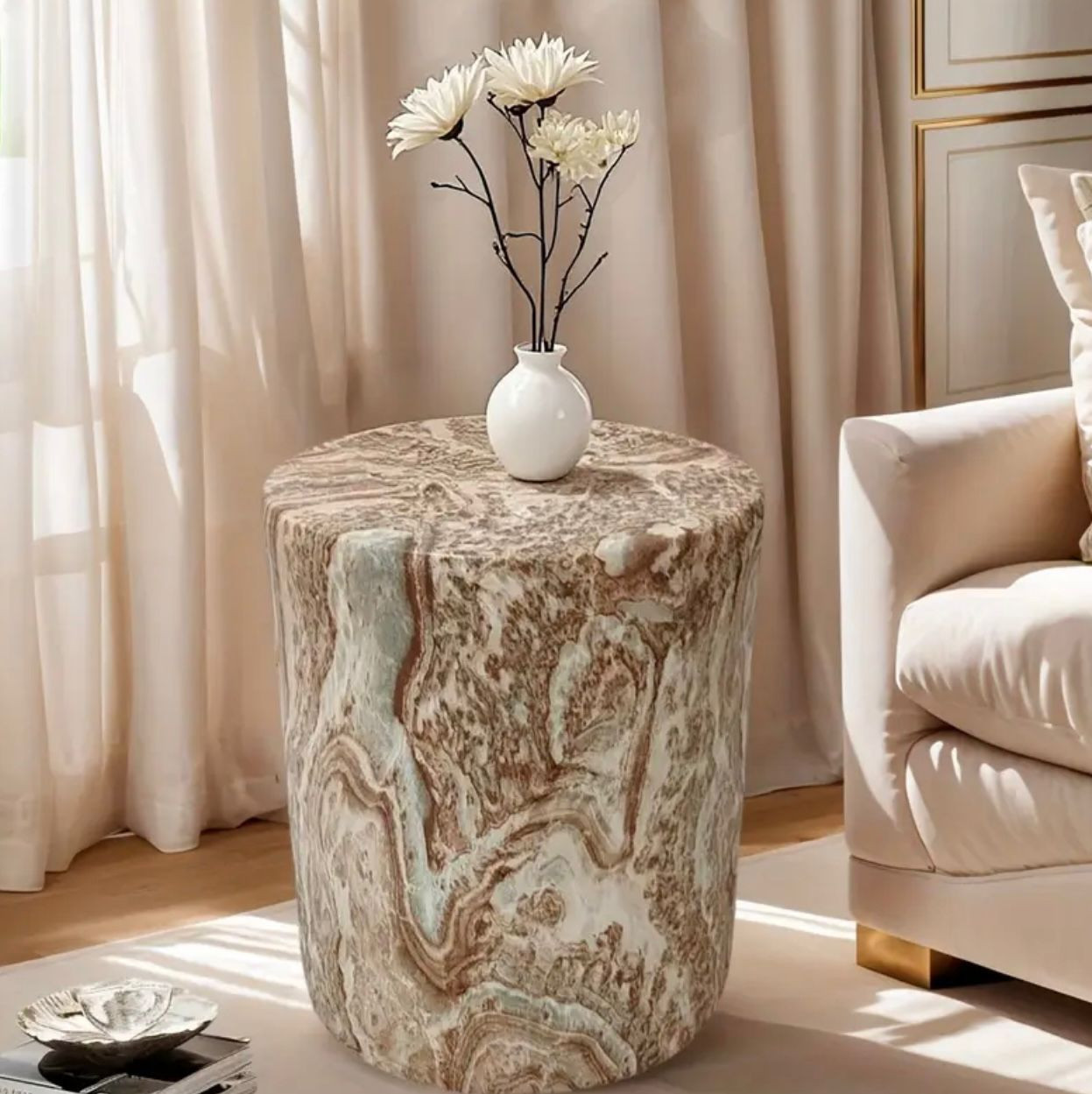Table d'appoint vintage en béton