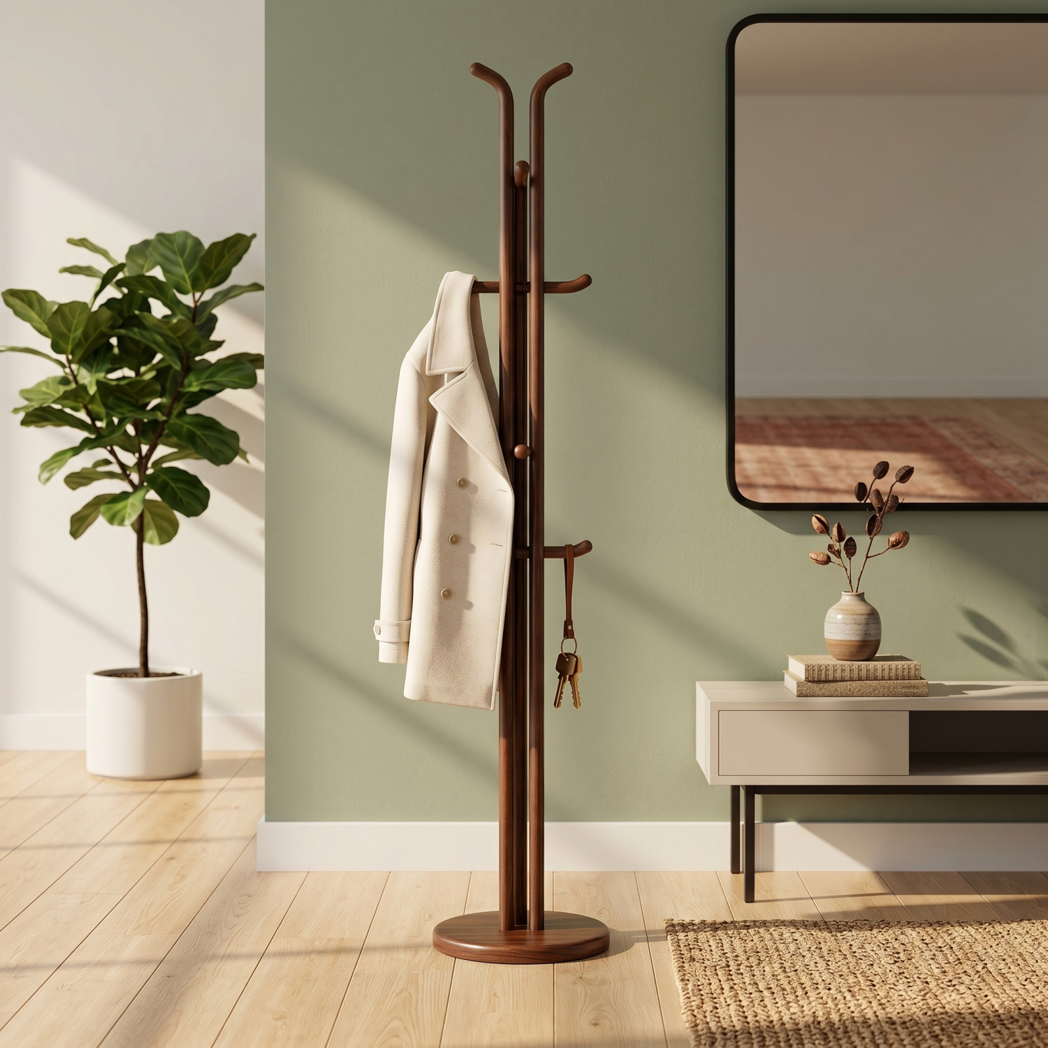 Porte-Manteau sur Pied en Bois Classique et Élégant