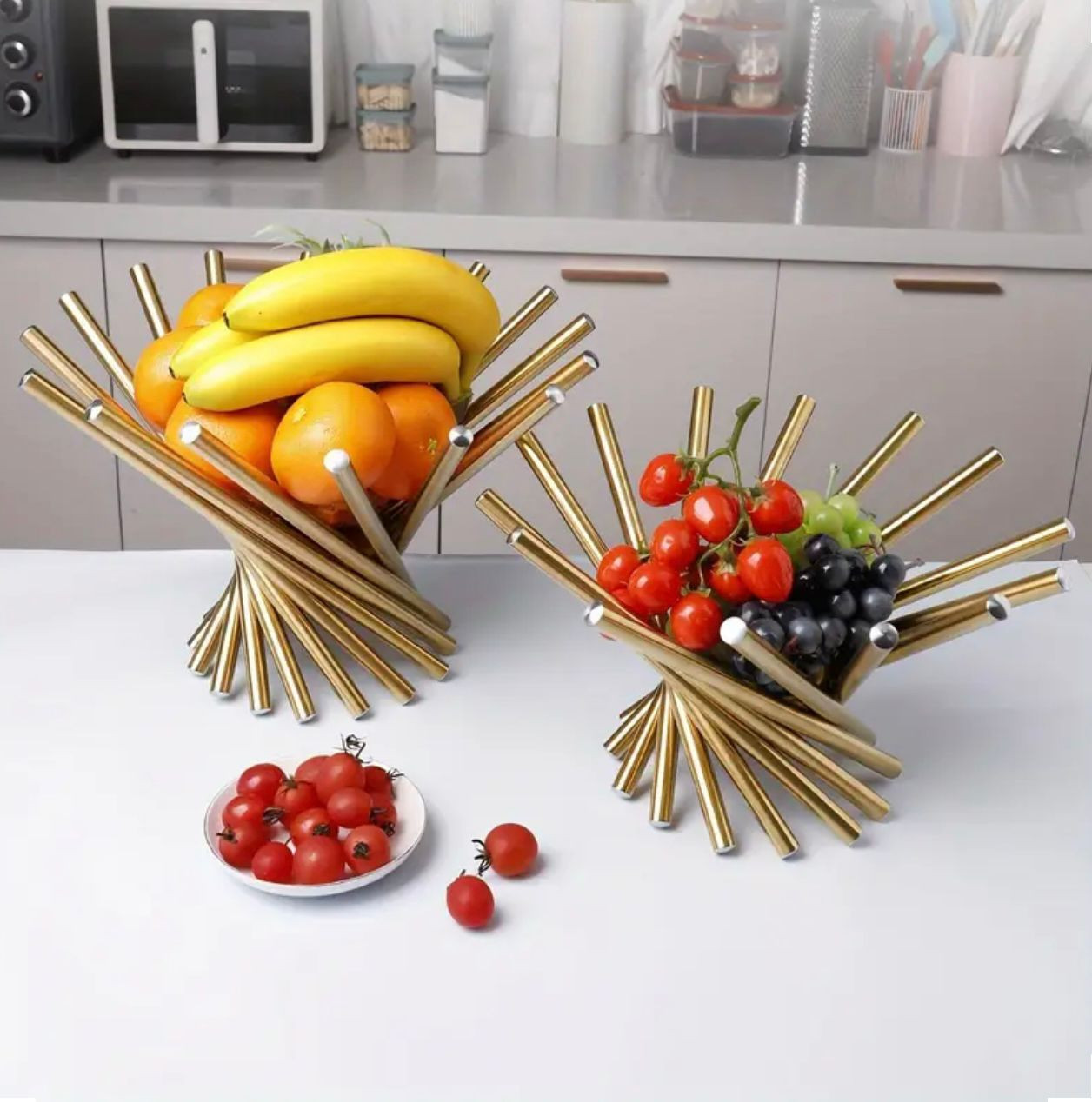 1pc Panier de fruits en acier inoxydable doré créatif de luxe, bol de rangement décoratif pour la décoration