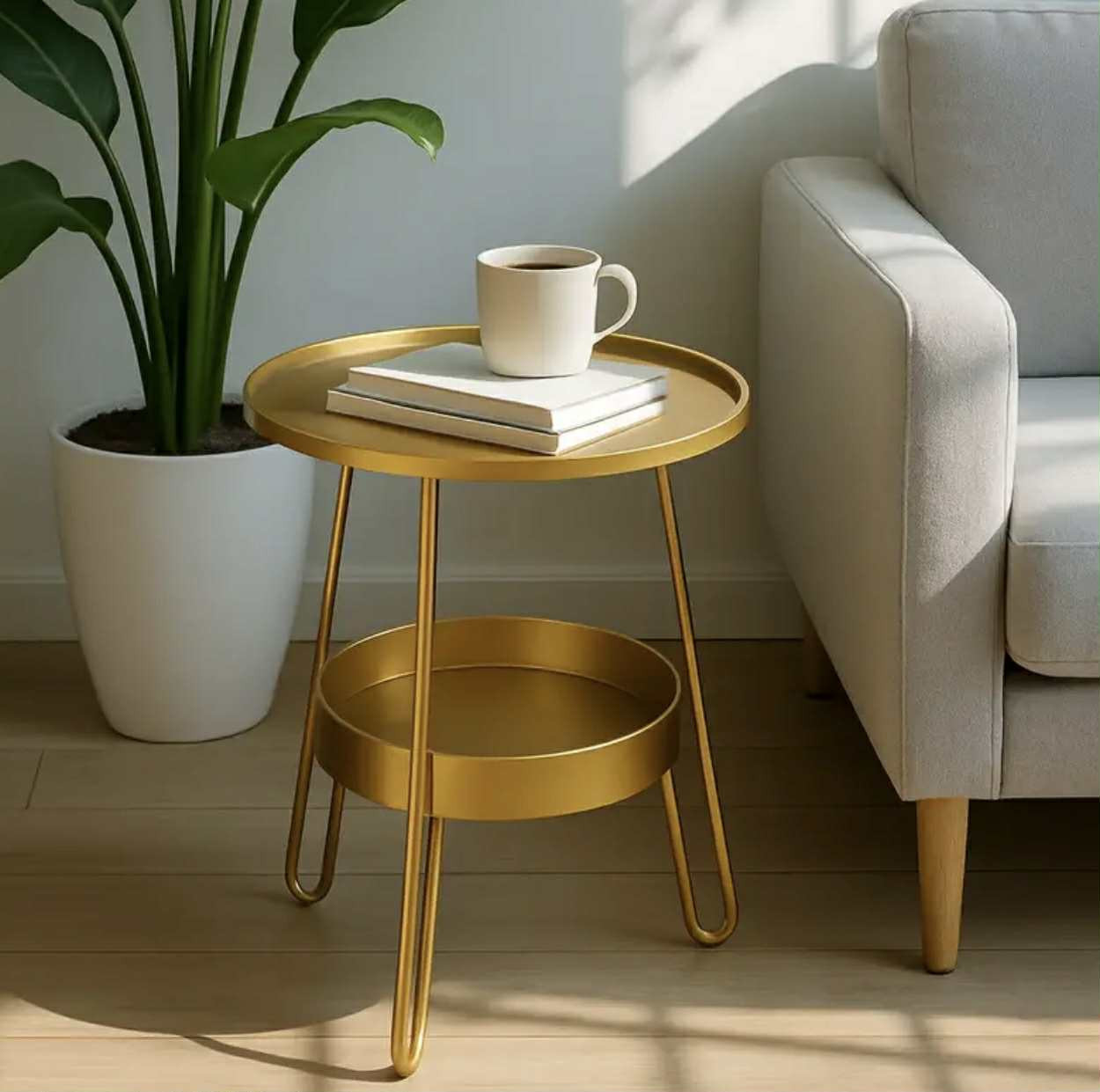 Table à thé dorée 1 pièce - Image 3