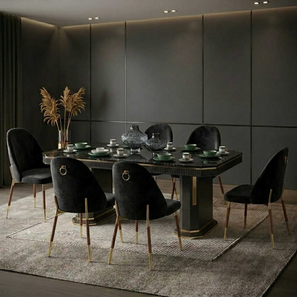 Salle à Manger Luxe Noir & Gold